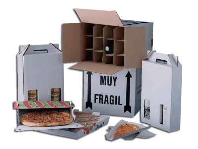 Cajas de cartón para botellas, pizza o porciones